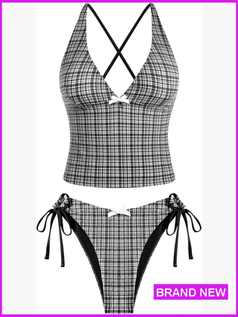 Tankini Set V Neck Tummy Control Floral Tie Side High Cut Bottoms Bathing Suit
